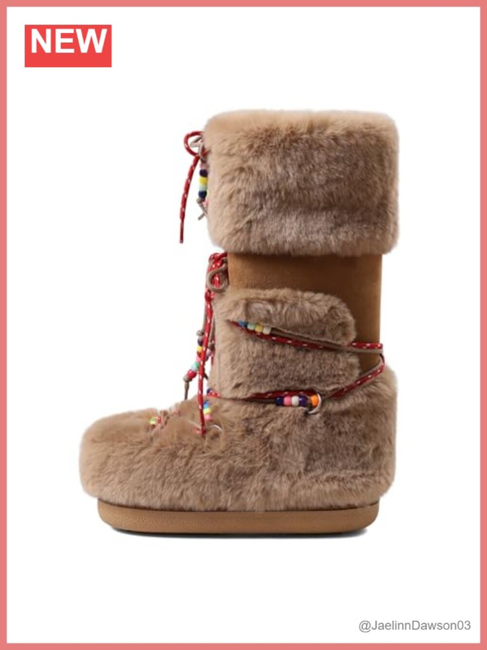 Faux Fur Knee High Snow Boots for Women Y2k Strap Winter Boots Lace Up